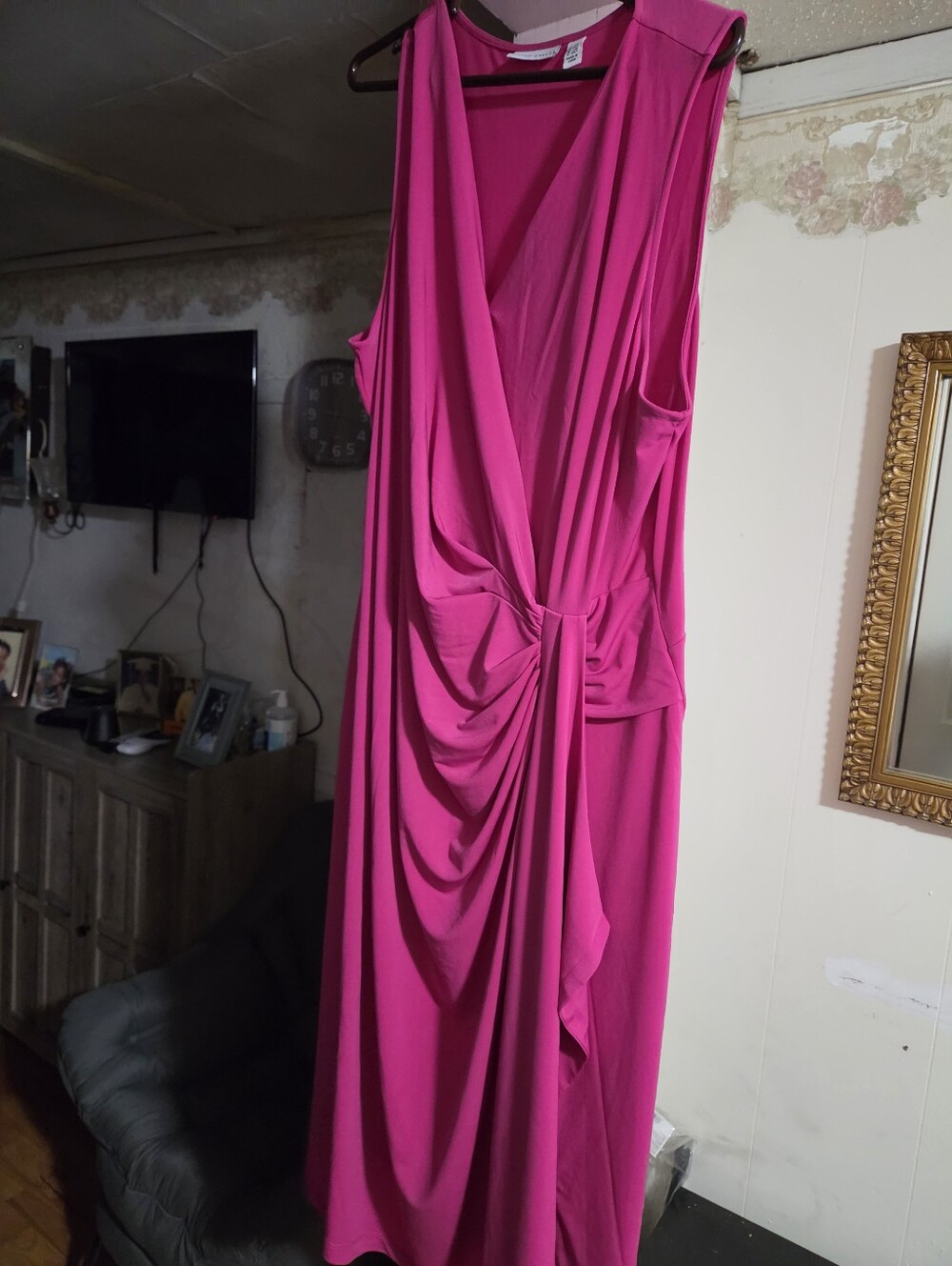 Susan Graver Sleeveless Knot-Front Maxi Dress in Hot Pink